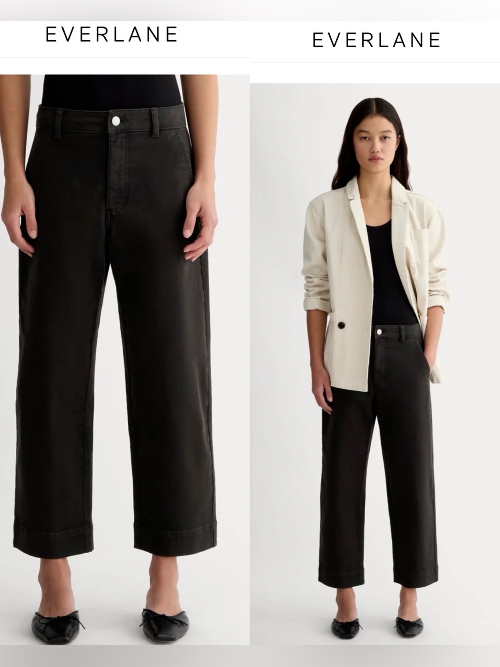 Everlane Black Straight Leg Cropped Pants